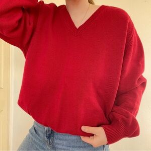 Lands End 100% cotton Drifter Red sweater